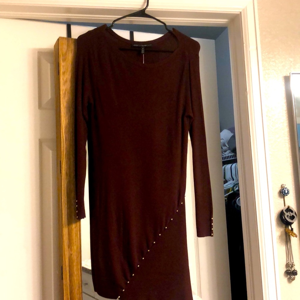 Burgundy dress with gold studs